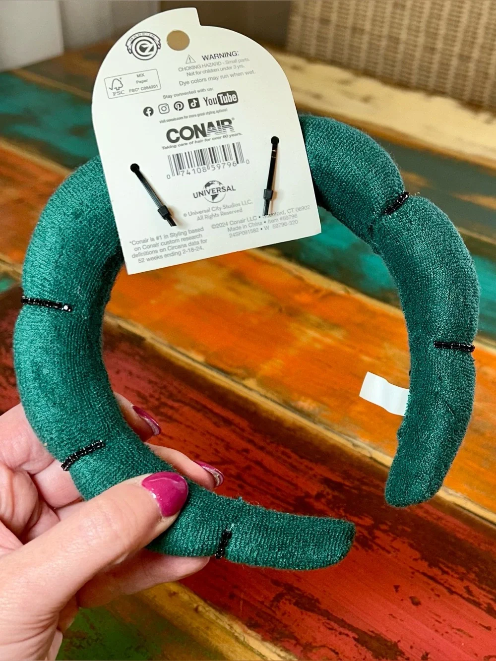 Conair x Wicked Elphaba Headband & Claw Clip 2 Piece Set NWT - Picture 10 of 10